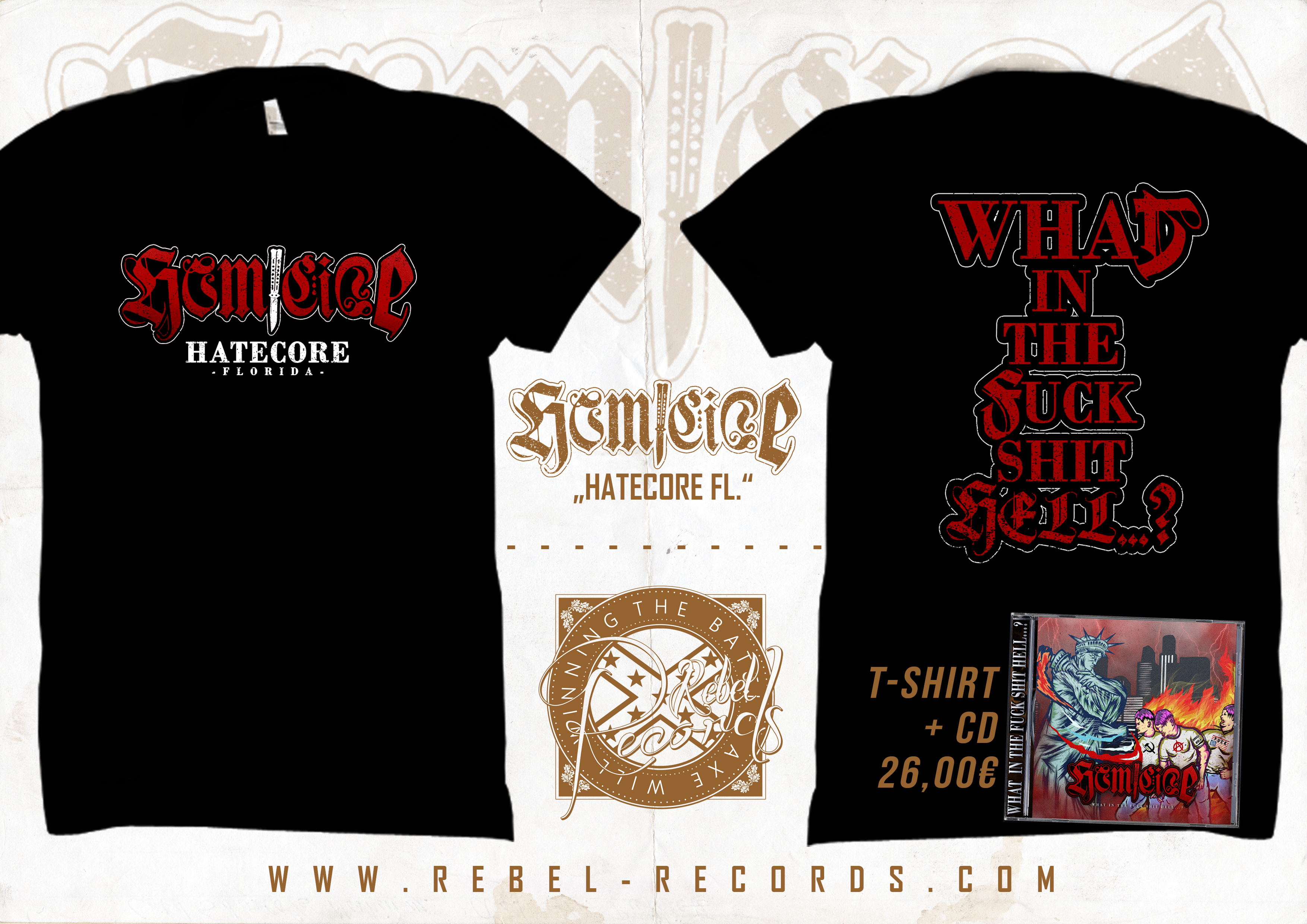 Homicide - Hatecore Florida T-Shirt +CD PACK