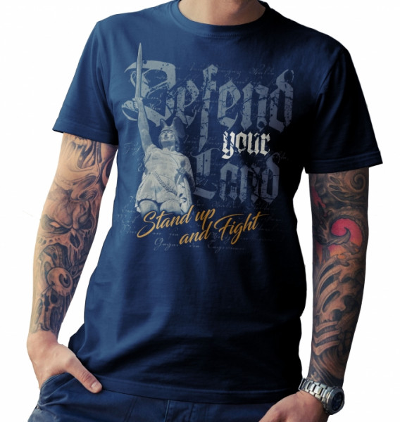 Defend your Land T-Shirt in blau